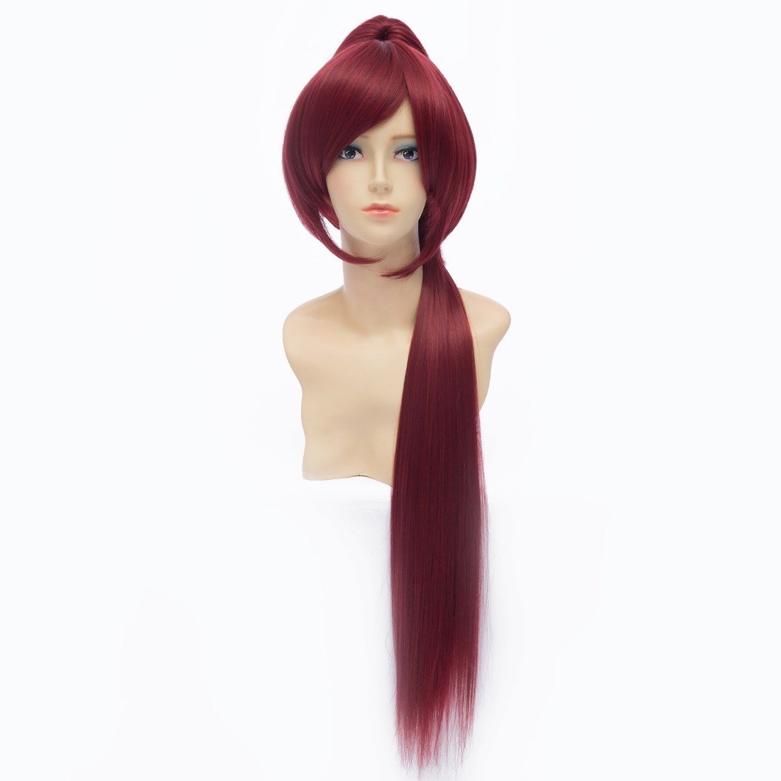 AnimeLong Straight Ponytail Synthetic Fibre HairFull Wig(Red)Womens