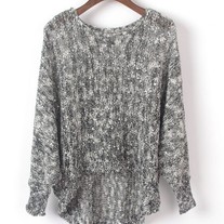 Sequin Dip Hem Grey Knitwear