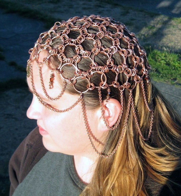 Chain Mail Headpiece Chain Maille Renaissance Garb Bellydance · Lighted