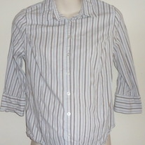 Brown/Light Blue Striped Shirt-Liz Lange Maternity Size Medium