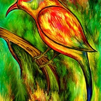 Bird on a branch - digital art