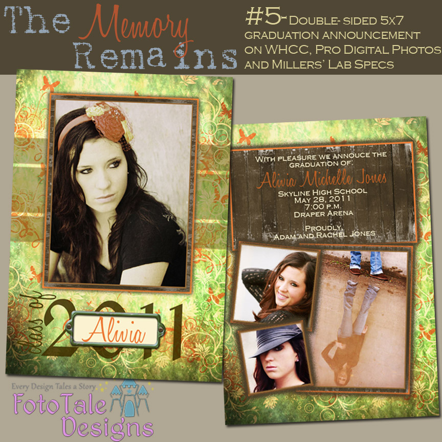 Fototale Designs The Memory Remains Graduation Announcement Collection Custom Photo Templates Digital Graduation Announcements Templates