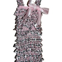 Pink Plaid Satin Petti Romper Baby Girls Ruffled Photo Prop  nb to 3Y