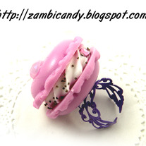 Purple adjustable macaron ring