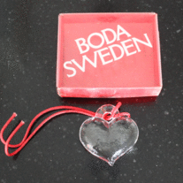 Vintage Glass Art Kosta Boda Heart Ornament
