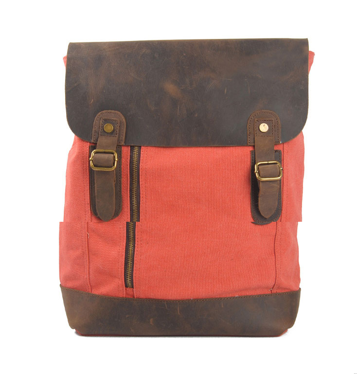 Fashion Leather Canvas Middle zipper Backpack · needit · Online Store