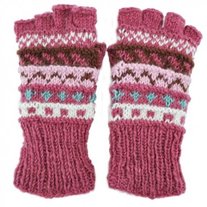 Pink Pattern Fingerless Gloves