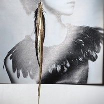 Fahmina Eco Leather Feather Shoulder duster earrings™
