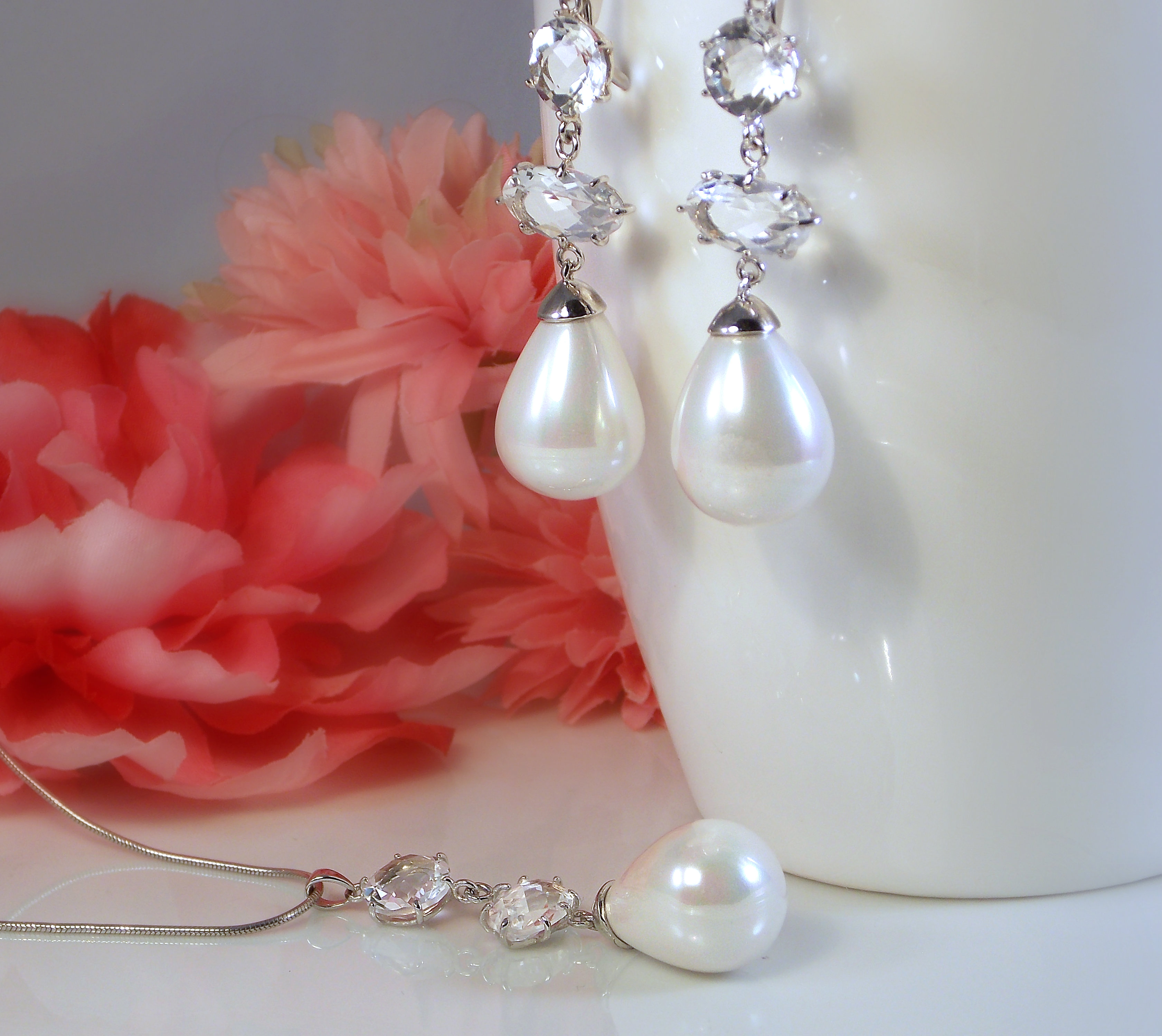 Pearl Bridal Jewelry Set, Sterling Silver Jewelry Set on Storenvy