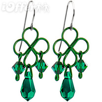 ST.PATRICKS DAY SWAROVSKI EMERALD LUCKY IRISH EARRINGS