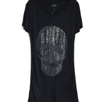 Black Longline Skeleton T-Shirts