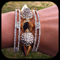Rhinestone and Spike Set (Gold)