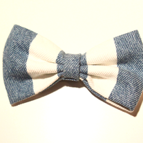 Blue and white denim bow