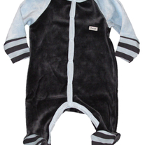 Coccoli Infant Velour Footie Pajamas- black/light blue