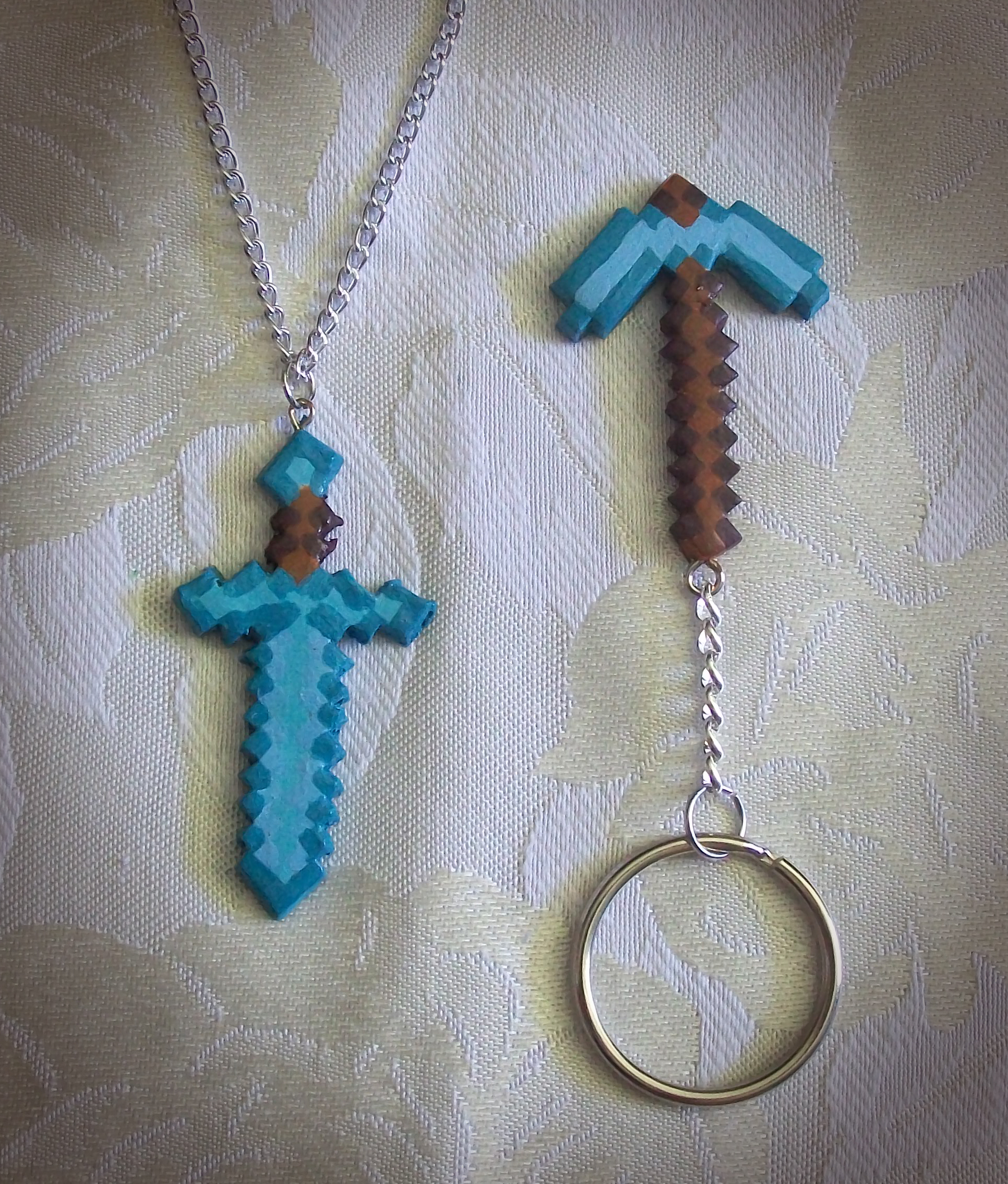 Inspired by Minecraft Pickaxe/Sword Keychain · əllure arts · Online