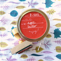 Canning Label Stamp with heart and arrow design - Enjoy