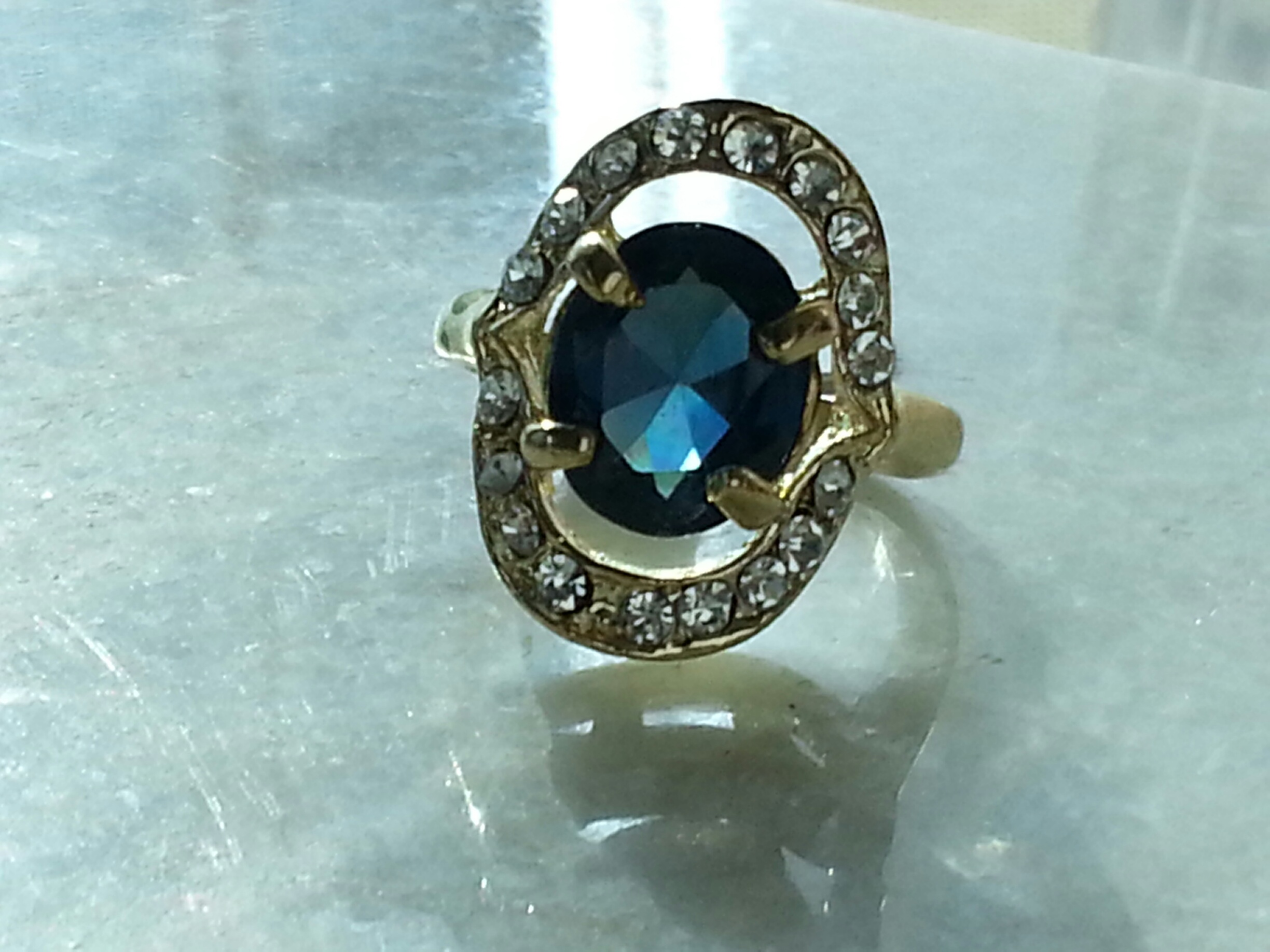 Blue CZ Gold Cocktail Ring · Dollar Jewelry · 1 Dollar