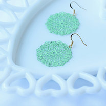 Mint Green Medallion Shaped Filigree Earrings