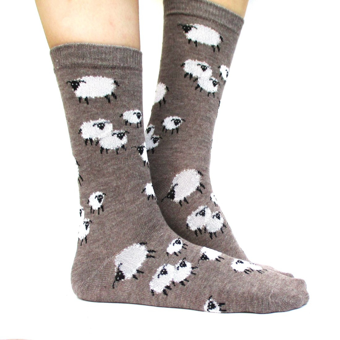 Sheep Farm Novelty Printed Fluffy Comfortable Long Socks for Women in