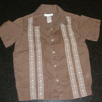 Brown Shirt with White Stitching/Buttons/Collar-Old Navy Size 3T