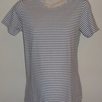 White/Tan/Black Stripe Shirt-New Addition Maternity Size Small