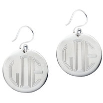 Preppy Hampton Sterling Silver Plated Engraved MONOGRAM Personalized Circle EARRINGS