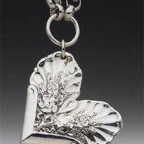 Unusual Handmade Sterling Silver Valentine HEART Spoon Handle Charm Necklace - FREE SHIPPING