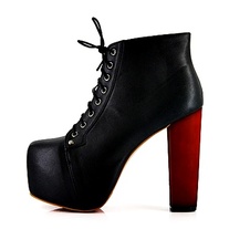  Lace-Up Chunky High Heel Boots