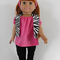 Hot Pink shirt, zebra vest,black leggings, headband 4 pc