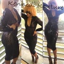 "WIDOW'S DEN" BLACK MIDI PENCIL DRESS