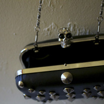 Alexander McQueen Inspired Skull Clasp Studded Clutch Bag