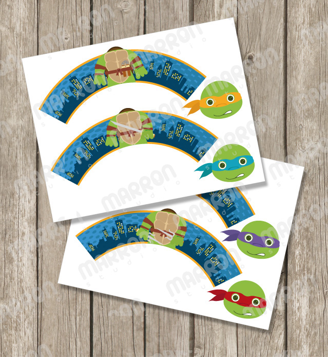 Teenage Mutant Ninja Turtles Inspired Cupcake Toppers Wrappers Birthday
