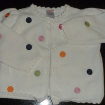 White Sweater with Multi Color Polka Dots-Gymboree Size 12-16 Months
