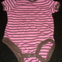 Pink/Brown Stripe Short Sleeve Onesie-Old Navy Size 18-24 Months