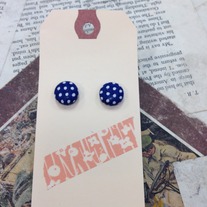 Navy Patterned Button Earrings *More patterns available 
