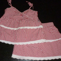 Red/White Gingham Skirt and Top with Stars-Osh Kosh Size 5