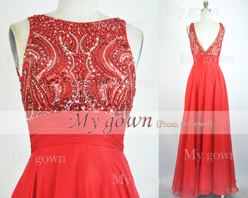 Red Straps Crystal Beads Prom Dress,Bridal Dress,Formal Dress,Wedding Dress,Full dress on Storenvy