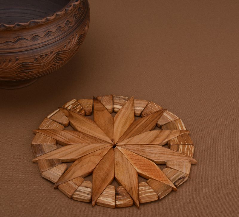 Wooden coaster for hot dishes handmade eco Home interior decor gift