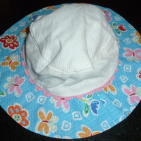 Blue Floral Hat with Chin Strap-Size 12 Months