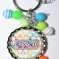 Designer Inspired Coach Logo bottle cap keychain