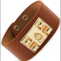 Leather Door Knocker Bracelet Brown