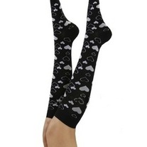 black white heart print lolita knee-high socks