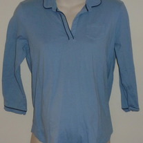 Light Blue V Neck Shirt With Collar-Duo Maternity Size Medium