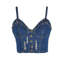 Rivet Denim Bandeau Top 
