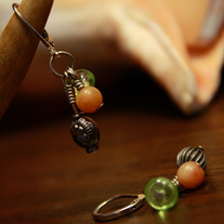 Silver, Aventurine, and Green Glass Earrings
