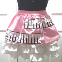 M fairy kei pink white ruffle black piano keyboard full mini petticoat skirt