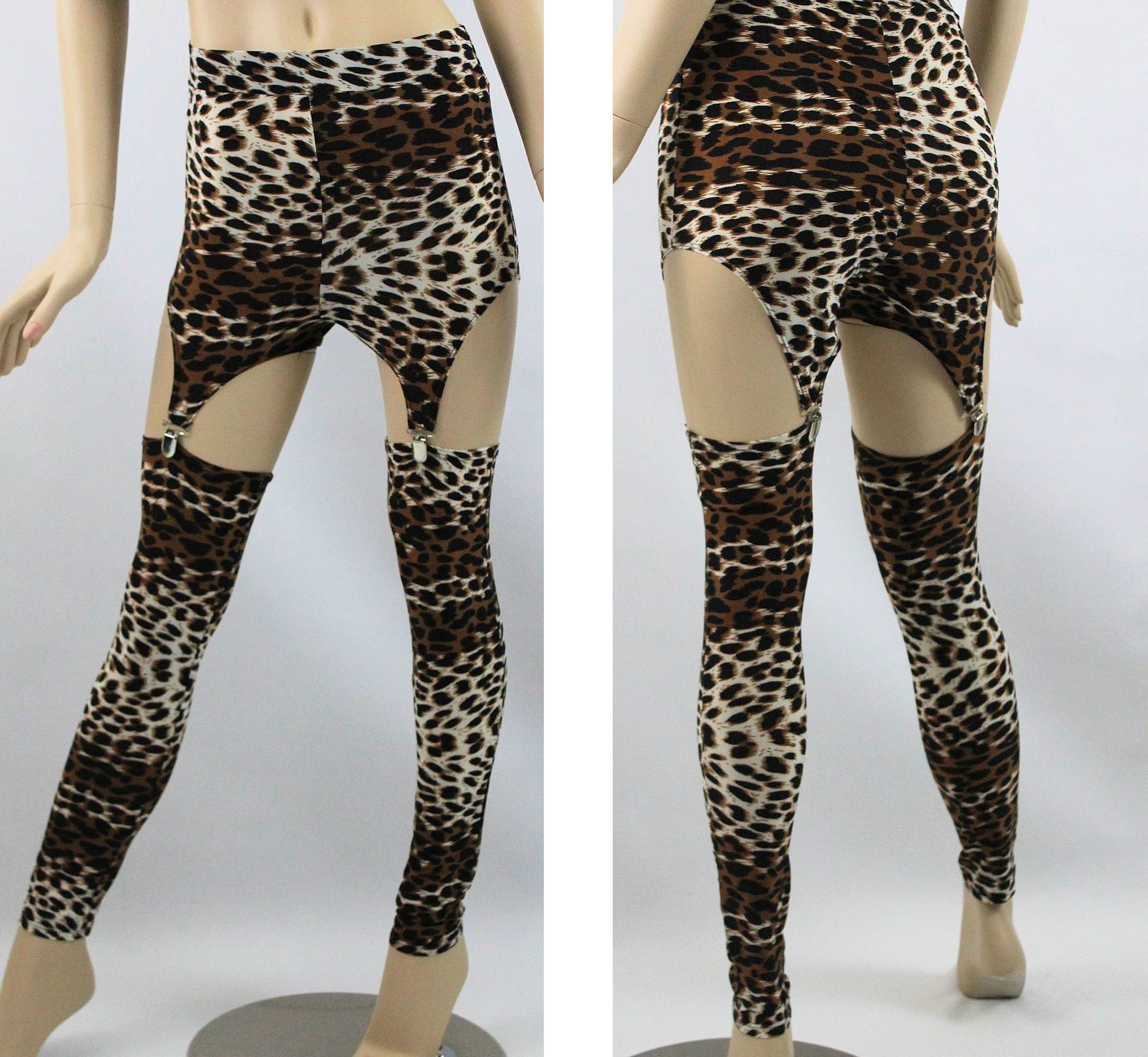 Faded Leopard Suspender Clip Leggings on Storenvy
