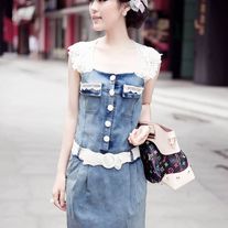 Vestido Vaquero Encaje / Denim Lace Dress 2WH178