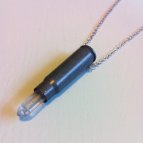 Silver Crystal Quartz Bullet Necklace 