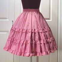 S pink three tier steampunk victorian full circle rockabilly skirt